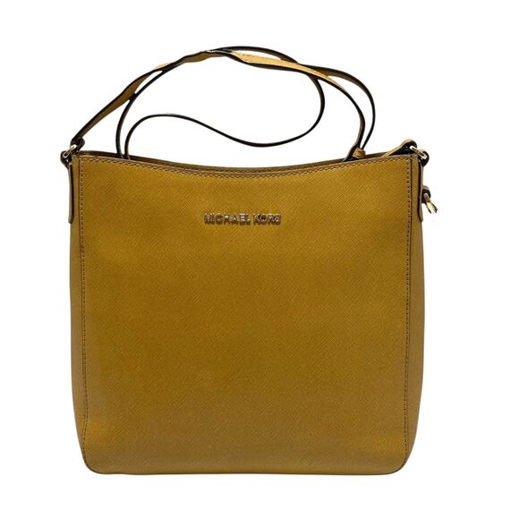 Michael Kors Jet Set Large Crossbody Messenger Bag Saffiano Leather Amber Yellow - Picture 2 of 14